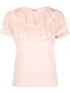 Red Valentino Ruffle Trim T-shirt - Neutrals