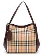 Burberry Small Canter In Horseferry Check Tote Bag, Women's, Nude/neutrals, Cotton/leather