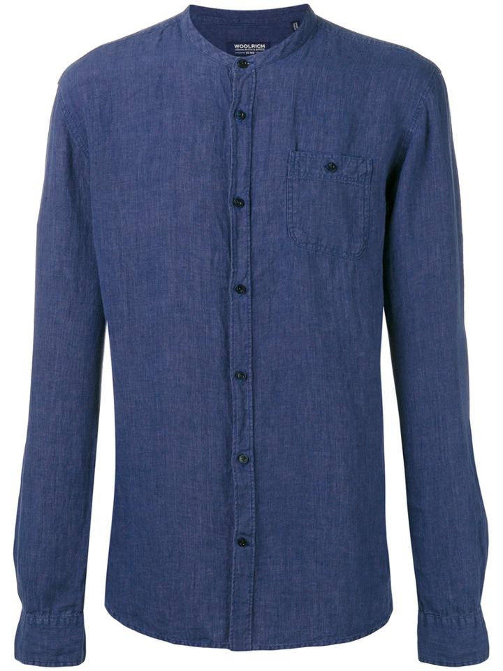 Woolrich Korean Collar Shirt, Men's, Size: Xl, Blue, Linen/flax