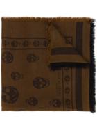 Alexander Mcqueen - Skull Woven Scarf - Men - Cotton/viscose - One Size, Brown, Cotton/viscose