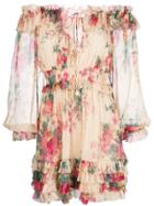 Zimmermann Floral Prit Ruffle Trim Dress - Multicolour