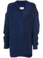 Maison Margiela Asymmetric Cable Knit Sweater - Blue