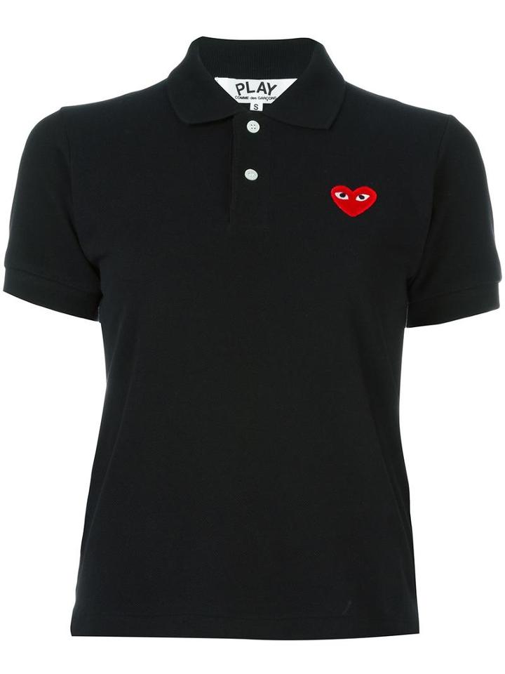 Comme Des Garçons Play Embroidered Heart Polo Shirt, Women's, Size: Medium, Black, Cotton