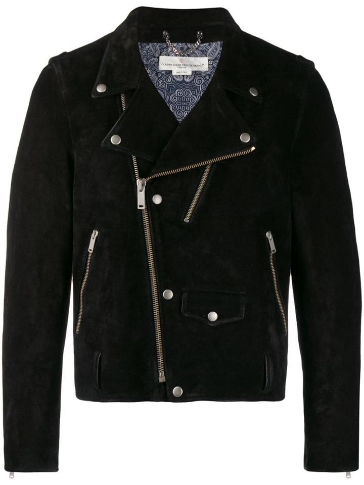 Golden Goose Bandana Print Lined Suede Jacket - Blue