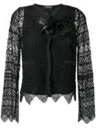 Twin-set Embroidered Jacket, Women's, Size: 42, Black, Cotton/viscose/polyamide/polyester