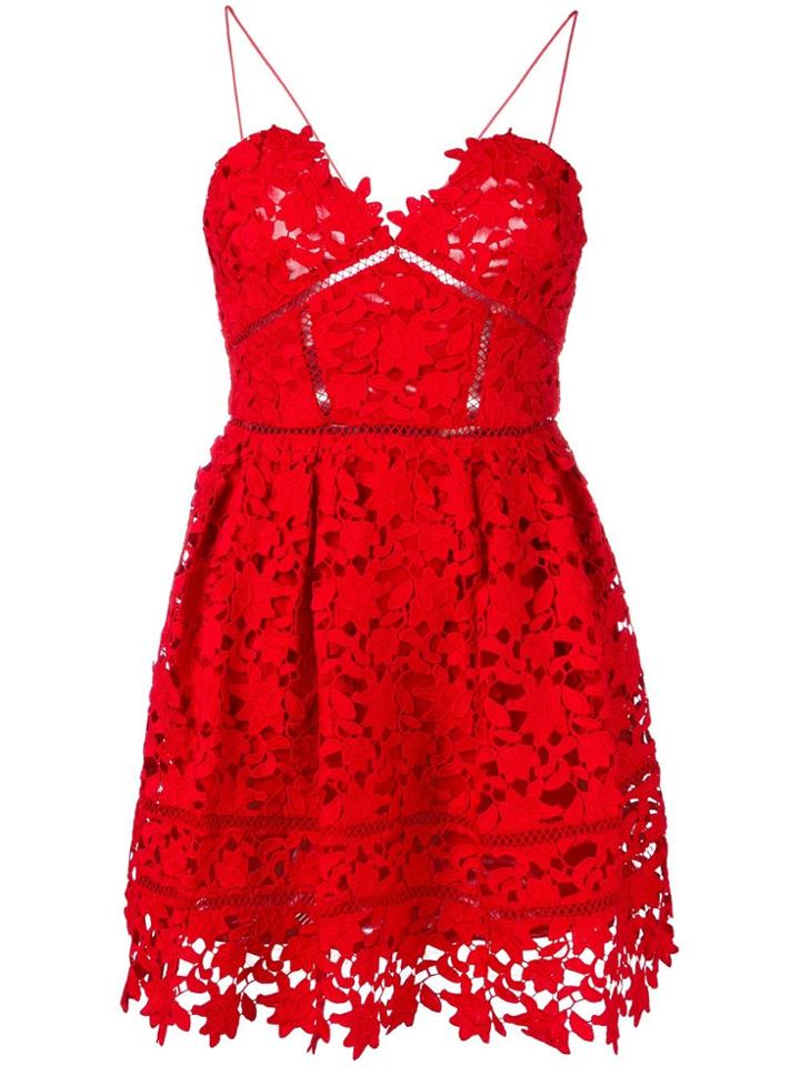 Self-portrait Floral Embroidered Flared Dress