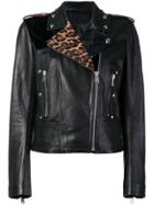 Belstaff Leopard Print Leather Jacket - Black