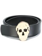 Alexander Mcqueen Skull Buckle Belt, Men's, Size: 85, Black, Leather/calf Leather