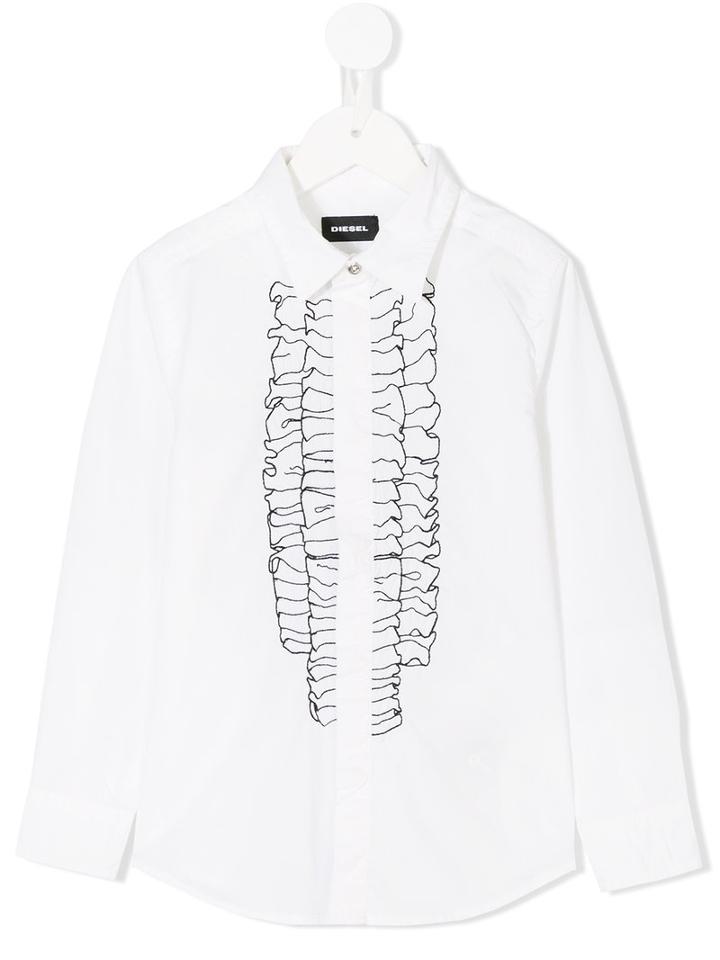 Diesel Kids - Frill Trim Shirt - Kids - Cotton - 2 Yrs, White