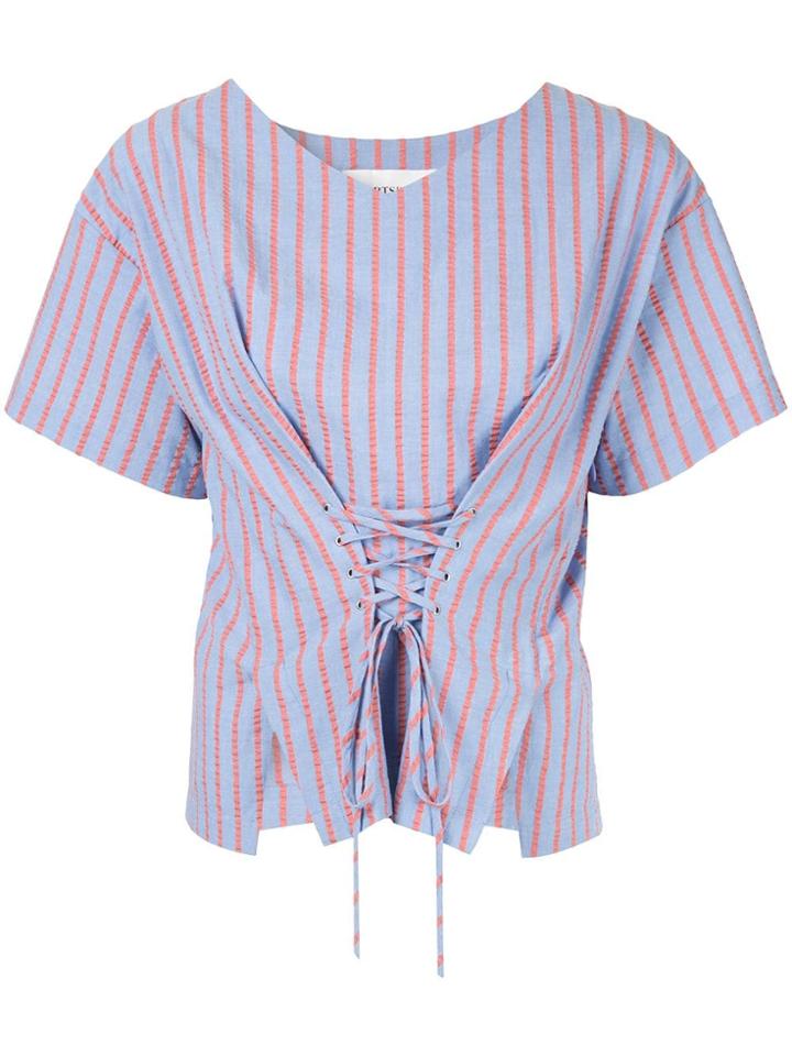 Ports Pure Striped Lace-up Top - Blue