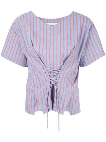 Ports Pure Striped Lace-up Top - Blue