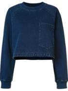 Ag Jeans Cropped Denim Effect Sweater, Women's, Size: Small, Blue, Cotton