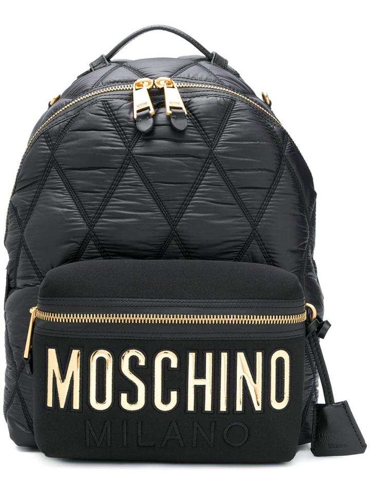 Moschino Large Quilted Logo Backpack - Black