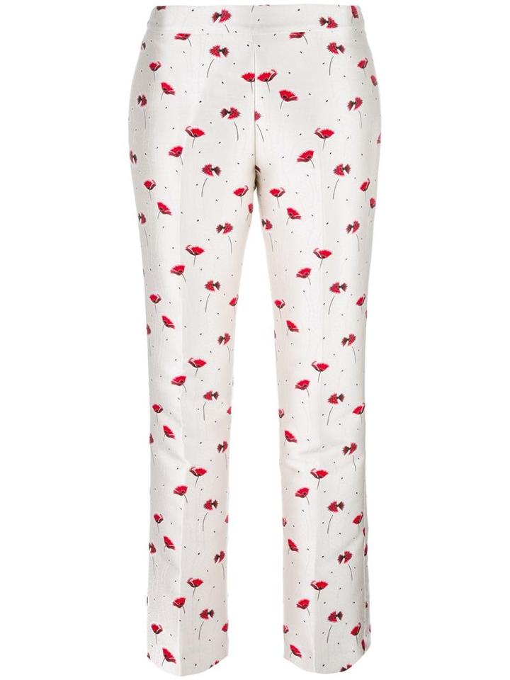 Giambattista Valli Floral Print Trousers, Women's, Size: 42, White, Polyester/polyamide/acetate