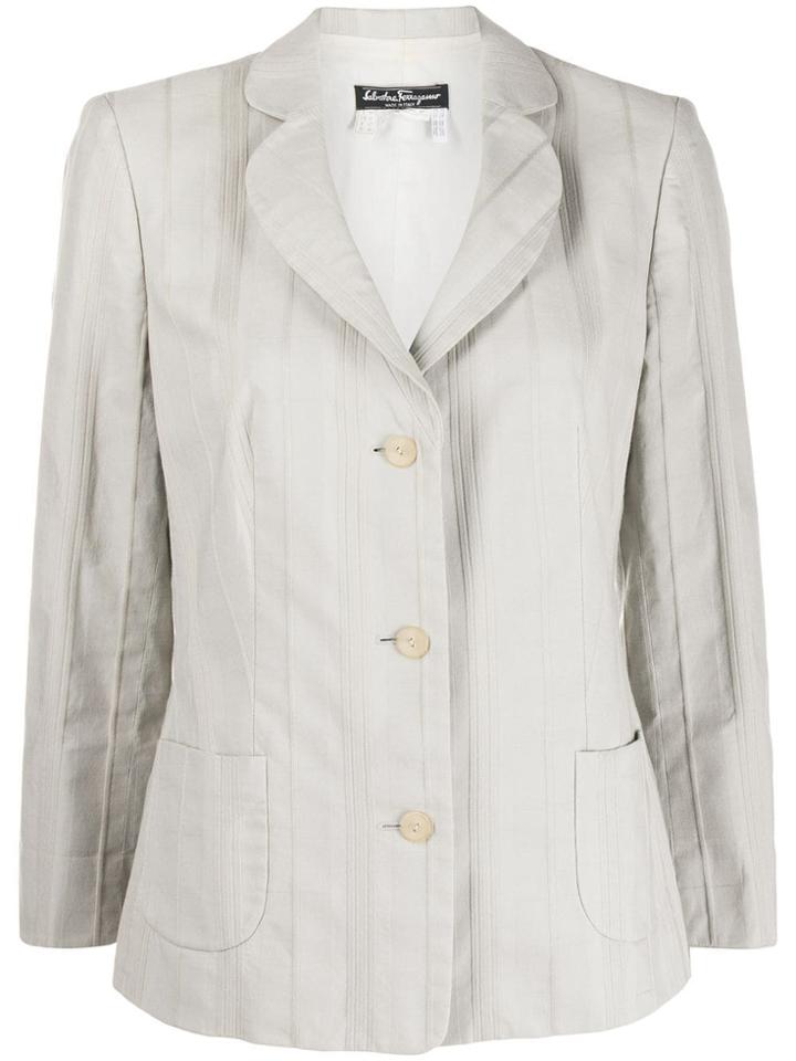 Salvatore Ferragamo Vintage 1990's Striped Blazer - Grey