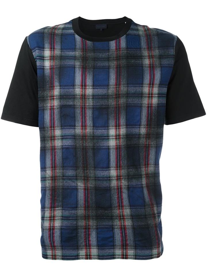 Lanvin Checked T-shirt, Men's, Size: Large, Blue, Cotton/virgin Wool