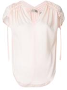 Vince Gathered Detail Grecian Top - Pink & Purple