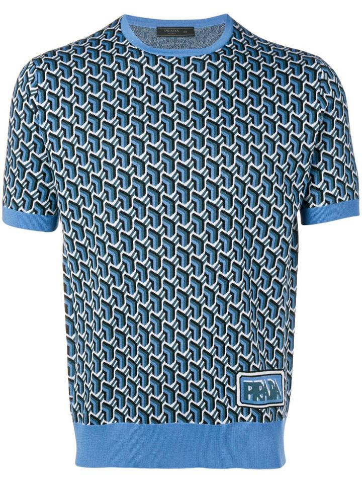 Prada Geometric Pattern Sweater - Blue