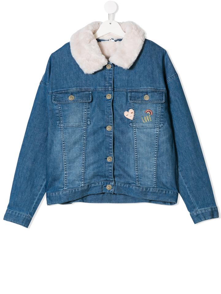 Chloé Kids Shearling Collar Denim Jacket - Blue