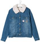 Chloé Kids Shearling Collar Denim Jacket - Blue