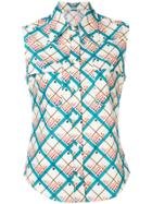 Miu Miu Patterned Sleeveless Shirt - White