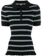 Alexa Chung Striped Polo Shirt - Black