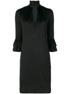 Blumarine Ruffle Sleeve Shift Dress - Black