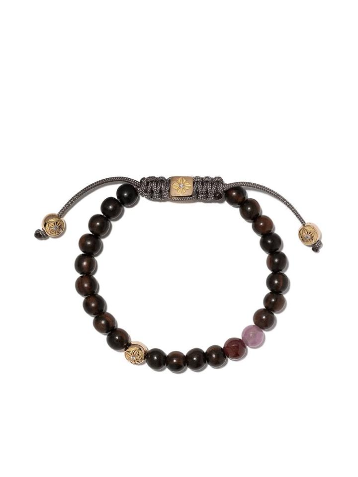 Shamballa Jewels 18kt Yellow Gold, Diamond And Wood Non-braided Beaded