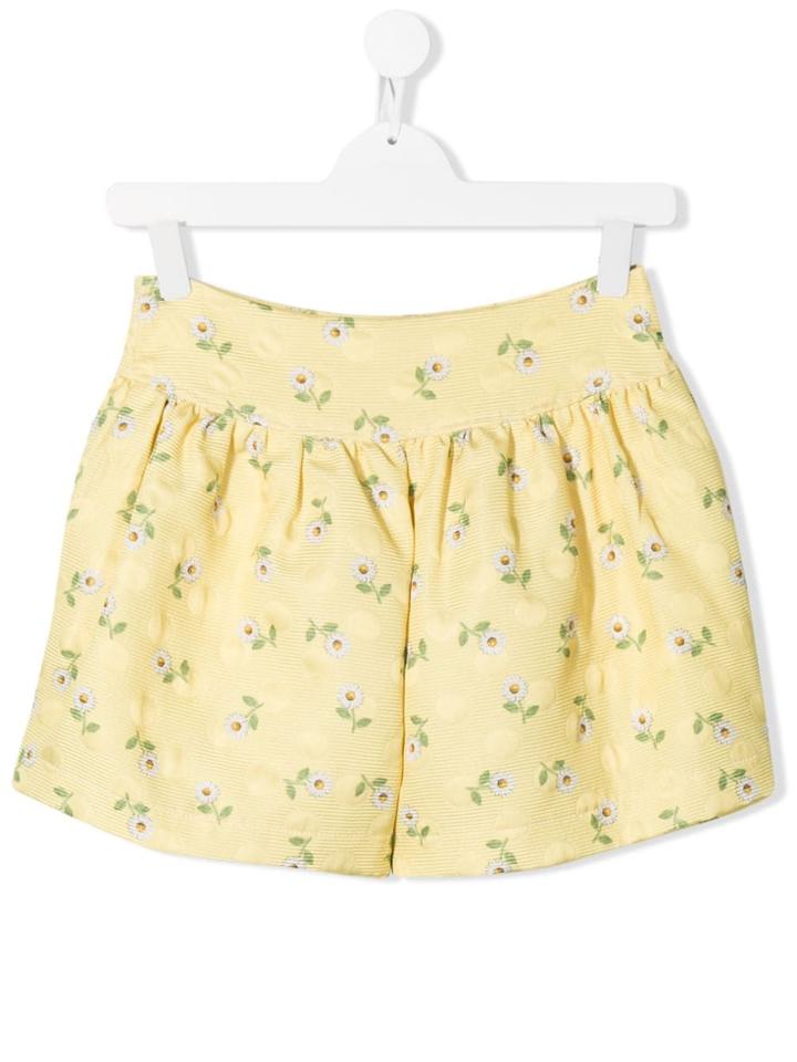 Monnalisa Floral Print Shorts - Yellow