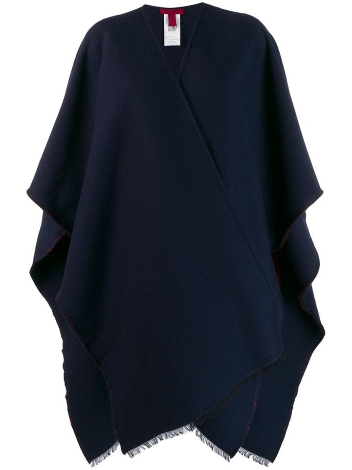 Valentino V Logo Scarf Cape Coat - Blue