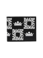 Dolce & Gabbana Black Crown Logo-print Leather Billfold Wallet