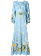 Andrew Gn Floral Print Gown - Blue