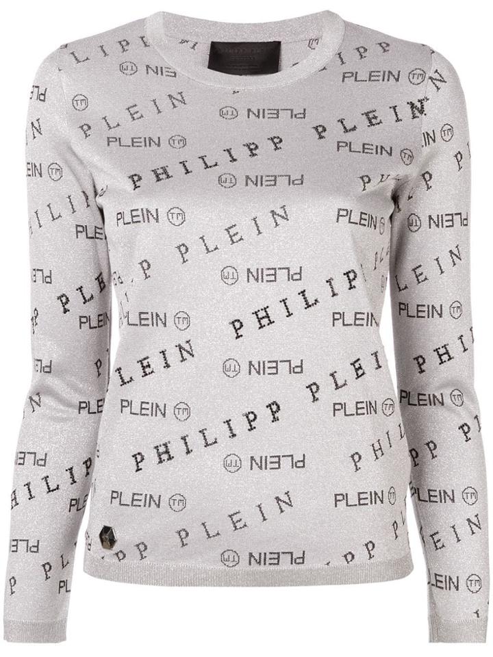Philipp Plein Logo Print Jumper - Silver