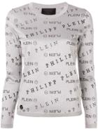 Philipp Plein Logo Print Jumper - Silver