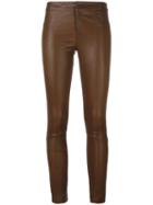 Tony Cohen Skinny Leather Pants, Women's, Size: 38, Brown, Lamb Skin/polyester/spandex/elastane