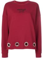 Gaelle Bonheur Long Sleeved Eyelet Jumper - Red