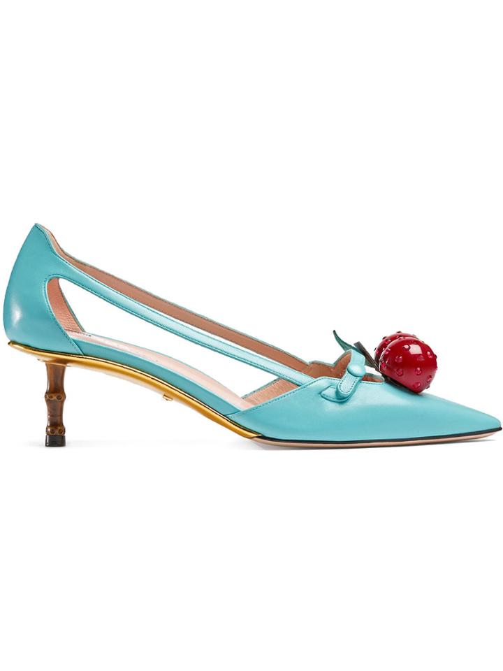 Gucci Leather Cherry Pump - Blue