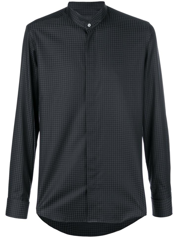 Pal Zileri Houndstooth Jacquard Shirt - Black