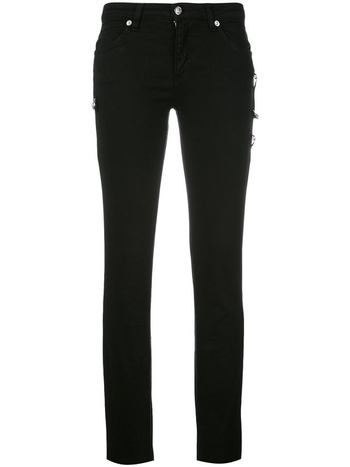 Versus Logo Pins Skinny Trousers, Women's, Size: 26, Black, Cotton/spandex/elastane