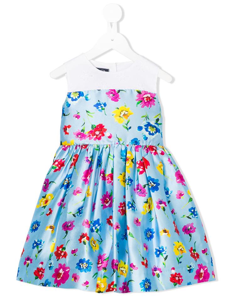 Oscar De La Renta Kids - Floral Print Dress - Kids - Silk/cotton/polyester - 4 Yrs, Blue
