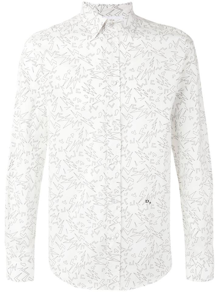 Diesel Lightning Bolt Print Shirt, Men's, Size: Medium, White, Cotton