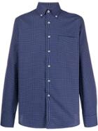 Canali Long Sleeved Checked Shirt - Blue