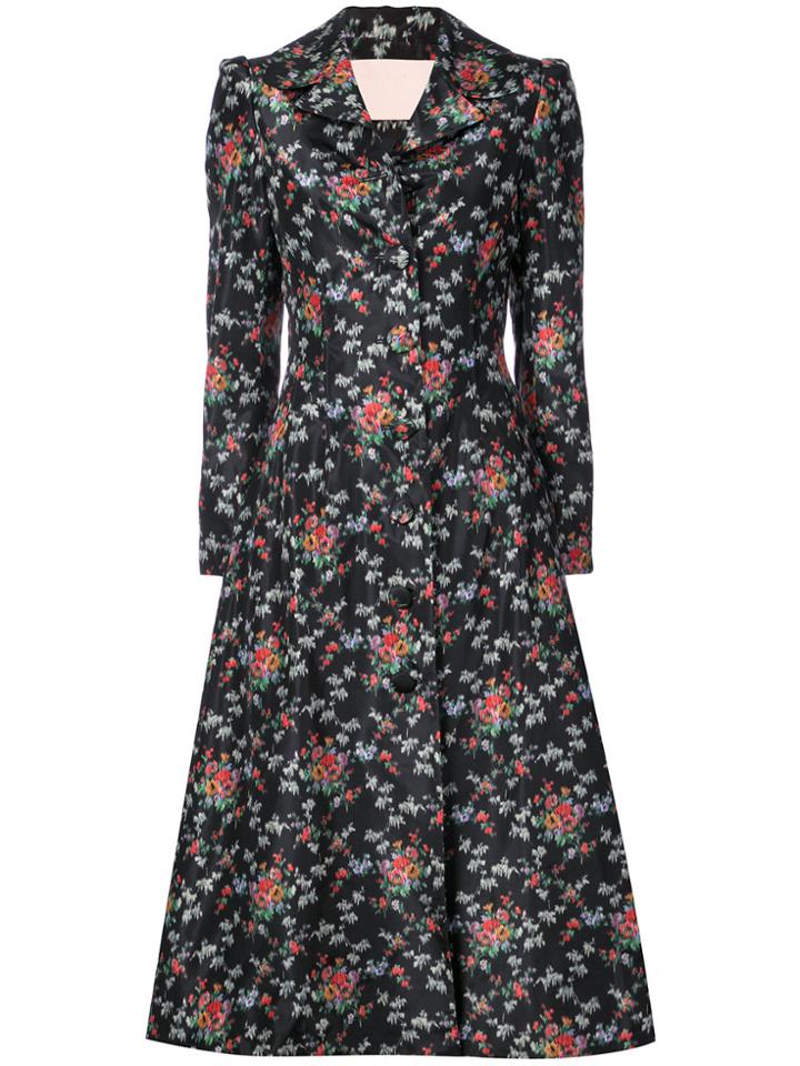 Brock Collection Floral Print Coat - Black