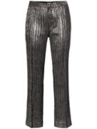 Isabel Marant Denlo Metallic Plissé Cropped Trousers - Black
