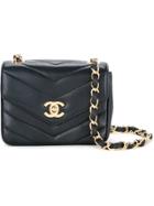 Chanel Vintage V-stitch Quilted Shoulder Bag - Blue
