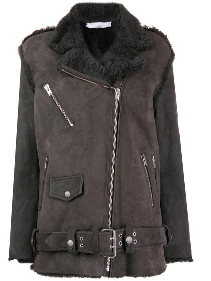 Iro Shearling Zip Detail Coat - Grey