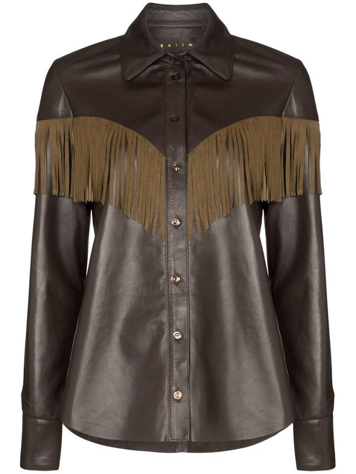 Skiim Lenny Fringe Detail Shirt - Brown