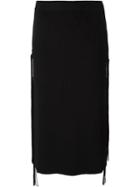 No21 Fringe Side Knit Skirt, Women's, Size: 40, Black, Viscose/polyester/polyamide