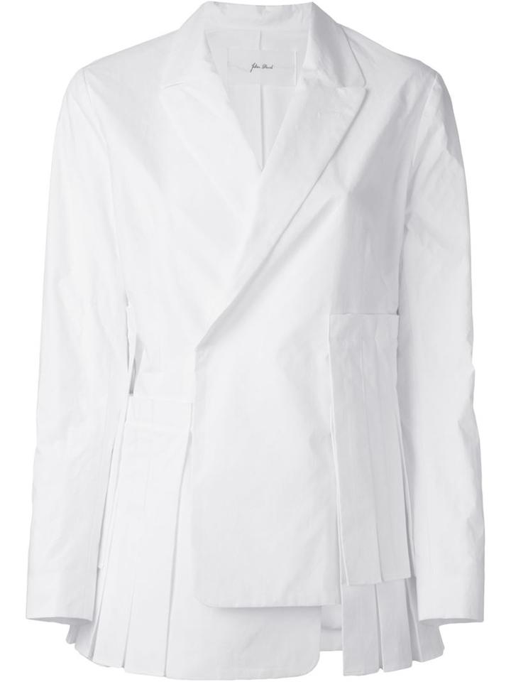 Julien David Asymmetric Blazer Jacket, Women's, Size: Medium, White, Cotton/silk
