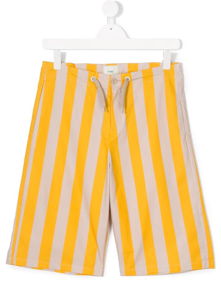 Fendi Kids Striped Shorts - Yellow & Orange